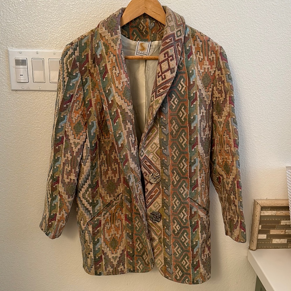 Vintage blazer coat southwest tapestry chenille